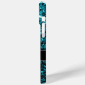 アクアブルーフェイクグリッタースパークルスモノグラム Case-Mate iPhoneケース (裏面 / 左)