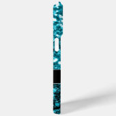 アクアブルーフェイクグリッタースパークルスモノグラム Case-Mate iPhoneケース (裏面 / 右)