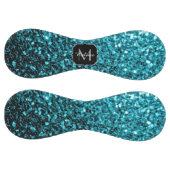 アクアブルーフェイクグリッタースパークルズモノグラム名 ソフトボール (パネル)