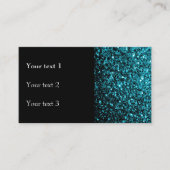 アクアブルーフェイクシャイニーグリッターの輝きと黒 名刺 (正面)