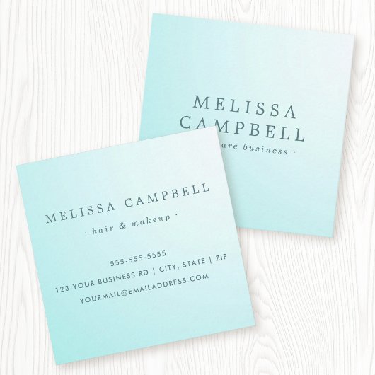 アクアブルーフェミニンプロフェッショナルミニマル スクエア名刺