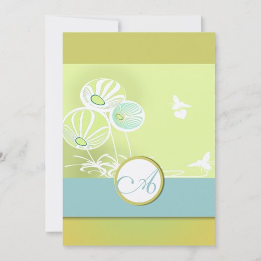 アクアブルーフラワーアンドビーズ結婚式招待状 招待状 (裏面)