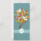 アクアブルーフラワーアンドビーズ結婚式招待状 招待状 (裏面)