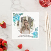 アクアブルーフラワーズクラス2022卒業写真 スタンダードカクテルナプキン (インサイチュ)