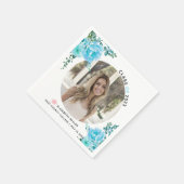 アクアブルーフラワーズクラス2022卒業写真 スタンダードカクテルナプキン (角)