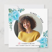 アクアブルーフラワーズクラス2025卒業写真 案内状 (正面)