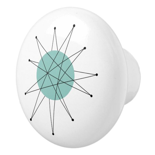 アクアブルーフランシスカスターバストミッドセンチュリーモダン セラミックノブ (右)