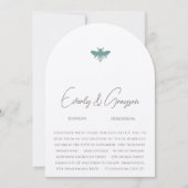 アクアブルーフローラのまわりに結婚式招待状 招待状 (正面)