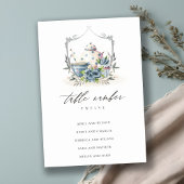 アクアブルーフローラティーポットカップ結婚クレストの座席 テーブルナンバー