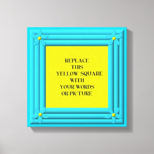 アクアブルーフローラフレームのラップされたキャンバス キャンバスプリント (正面)