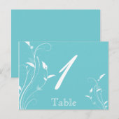 アクアブルーフローラフ結婚ィリグリーのテーブル番号 ポストカード (正面/裏面)