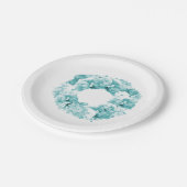 アクアブルーフローラリース結婚ズ紙プレート ペーパープレート (アングル)