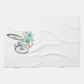 アクアブルーフローラヴィンテージバイシクルファームハウス キッチンタオル (横)