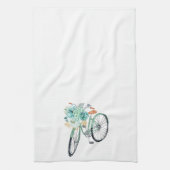 アクアブルーフローラヴィンテージバイシクルファームハウス キッチンタオル (縦)