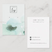 アクアブルーフローラ抽象芸術イヤリングロゴ表示 名刺 (正面/裏面)