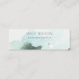 アクアブルーフローラ抽象芸術スタッドイヤリングディスプレイ スキニー名刺