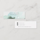 アクアブルーフローラ抽象芸術スタッドイヤリングディスプレイ スキニー名刺 (正面/裏面)