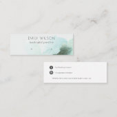 アクアブルーフローラ抽象芸術スタッドイヤリングディスプレイ スキニー名刺 (正面/裏面)