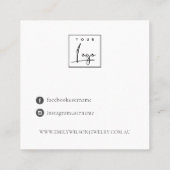 アクアブルーフローラ抽象芸術スタッドイヤリングディスプレイ スクエア名刺 (裏面)