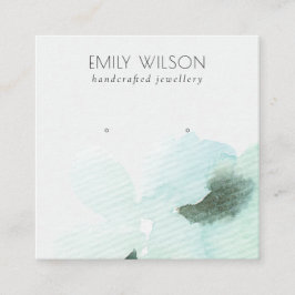 アクアブルーフローラ抽象芸術スタッドイヤリングディスプレイ スクエア名刺