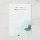 アクアブルーフローラ抽象芸術スタッドイヤリングディスプレイ 名刺 (正面)