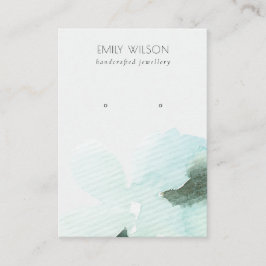 アクアブルーフローラ抽象芸術スタッドイヤリングディスプレイ 名刺
