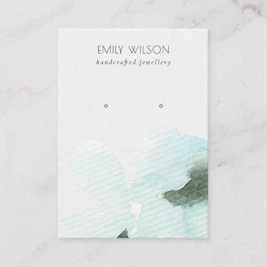 アクアブルーフローラ抽象芸術スタッドイヤリングディスプレイ 名刺 (正面)