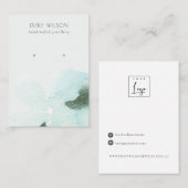 アクアブルーフローラ抽象芸術スタッドイヤリングディスプレイ 名刺 (正面/裏面)