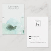 アクアブルーフローラ抽象芸術ネックレスバンドディスプレイ 名刺 (正面/裏面)