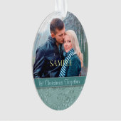 アクアブルーフローラ旋回初めてのクリスマステンプレート オーナメント (正面)