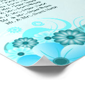 アクアブルーフローラ結婚のテーブル座席表 ポスター (角)