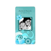 アクアブルーフローラ結婚ハイビスカスの写真優良ワイン ラベル (正面)