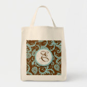 アクアブルーブライドのトートヴィンテージフローラ結婚ズ トートバッグ (正面)