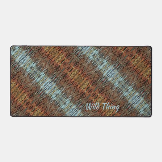 アクアブルーブラウンとオレンジワイルドトバル抽象芸術 デスクマット (正面)