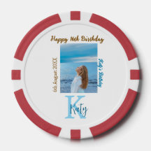 アクアブルーブラウンハッピー16th誕生日の写真名