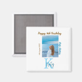 アクアブルーブラウンハッピー16th誕生日の写真名 マグネット (正面/裏面)