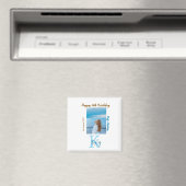 アクアブルーブラウンハッピー16th誕生日の写真名 マグネット (インサイチュ (食洗機))