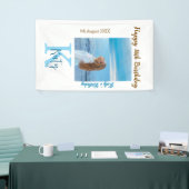 アクアブルーブラウンハッピー16th誕生日の写真名 横断幕 (トレードショー)