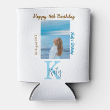 アクアブルーブラウンハッピー16th誕生日の写真名