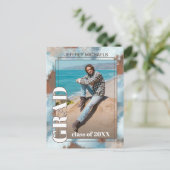 アクアブルーブラウンベージュ卒業発表 ポストカード (スタンド正面)