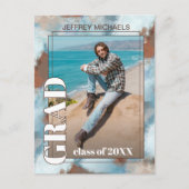 アクアブルーブラウンベージュ卒業発表 ポストカード (正面)