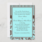 アクアブルーブラウンホワイトダストライプのマスク招待状II 招待状 (裏面)