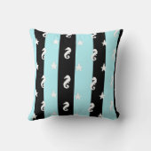 アクアブルーブラックシーシェルとシーホース枕 クッション (裏面)