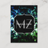 アクアブルーブラックジオメトリックスモーク抽象芸術モノグラム 名刺 (裏面)