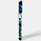 アクアブルーブラックジオメトリックスモーク抽象芸術モノグラム Case-Mate iPhoneケース (裏面 / 右)