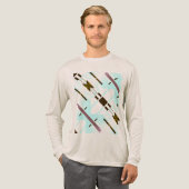 アクアブルーブラックダイアゴナルアウインスパイアト南西 トライブレンドＴシャツ (正面全体)