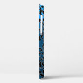 アクアブルーブラックダマスクジェムストーンモノグラム Case-Mate iPhoneケース (裏面 / 左)