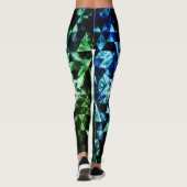 アクアブルーブラックトライアングルジオメトリックスモーク抽象芸術 レギンス (裏面)