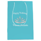 アクアブループリンセスティアラ誕生日ミディアムギフト ミディアムペーパーバッグ (正面)