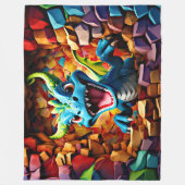 アクアブルーベビードラゴンブレイクスルー フリースブランケット (正面)